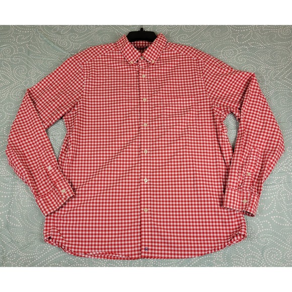Vineyard Vines Other - Vineyard Vines Mens L On-The-Go Performance Gingham Shirt Red White 1W011301